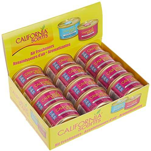 California Scents Lot de 12 désodorisants biologiques anti-déversement, parfums assortis, frais et audacieux, boîte de 42,5 g