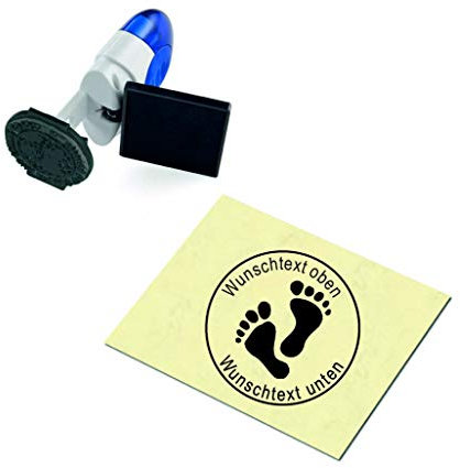 Geocachingstempel Füße - mit persönlichem Namen - ca. Ø 24 mm - 3 Farben