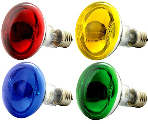 OmniaLaser OL-KIT4COLOR60 Kit 4 Lampadine Colorate ad Incandescenza Spot, E27, 60 Watt