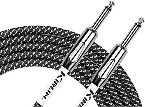 Kirlin IWC201PNBK-20FT Fabric Straight Instrument Cable Guitar Lead, Black, 20 ft