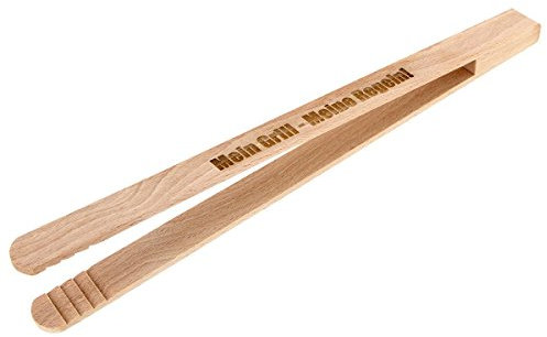 GRAVURZEILE Holz Grillzange mit Gravur - Mein Grill, meine Regeln! - Geschenk für Männer zum Grillen - Geschenkidee zum Vatertag für Papa - aus Buchenholz 30 cm