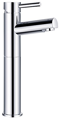 Modern Plan High Rise Mono Basin Sink Mixer Tap Solid Brass + Free Push Button Waste - Chrome Finish