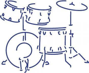 Aufkleber Applikation - Schlagzeug - Drumkit - AP0671 - versch. Größen Farbe blau, Größe 15cm