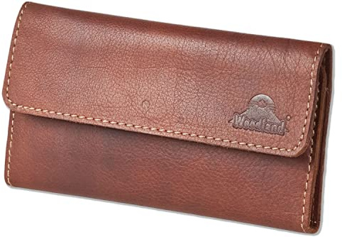 Woodland Flache Damenbörse aus weichem, naturbelassenem Büffelleder in Multicolor/Cognac