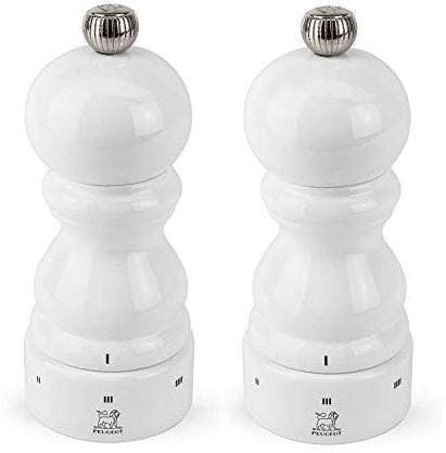 Peugeot Paris U'Select 5-Inch Pepper & Salt Mill Set, White Lacquer