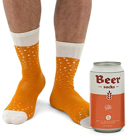 Luckies of London | Beer Mens Socks | Novelty Socks In A Can | Beer Lover Mens Gifts | Beer Gifts For Men & Dad Gifts | Funny Socks Men Love - Refreshingly Funky Socks | Ale Beer Socks (Orange)