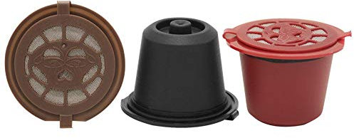3pcs Filtri Riutilizzabili Capsule Ricaricabili di Caffè per Macchina da Caffè Nespresso con Spazzola e Cucchiaio (3 colori)