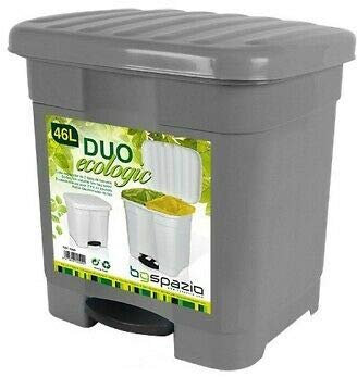 BG Spazio Cubo de Basura Papelera Duo clasificador 46 litros ecologic 2 en 1 (Gris)