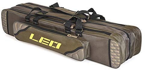 Lixada Angelrutenkoffer, tragbar, Leinen, Angelruten-Werkzeuge, Aufbewahrungstasche, langlebig, 3-lagig, 90 cm