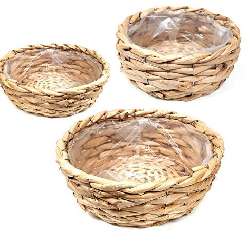 Klocke Lot de 3 Pots de Fleurs en jonc de mer Naturel