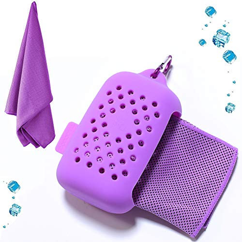 EasyULT kühlendes Handtuch, Kühltuch Kühlhandtuch, Mikrofaser Handtücher Schnelltrocknend Sporthandtuch Strandhandtuch Reisehandtuch für Fitness Gym Yoga and Outdoor Sports(Lila)