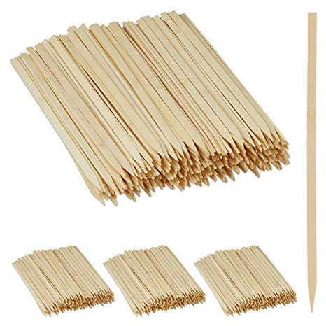 Relaxdays Pic brochette Bois, Set de 1000, bâtonnets Plats pour Viande et légumes, en Bambou, 30 cm de Long, Nature