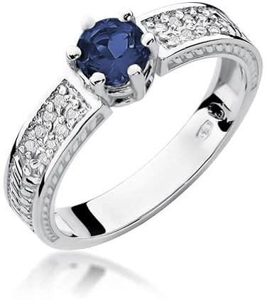 Damen Ring 585 14k Gold Weißgold echt Saphir Edelstein Diamanten Brillanten