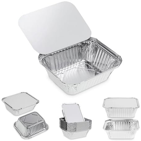 MARENT Brand * EXTRA SMALL * 50 x Silver Foil Food Trays Containers & Lids 110 x 85 x 32mm (No.1) Same Day Posting if bought before 3pm Weekdays