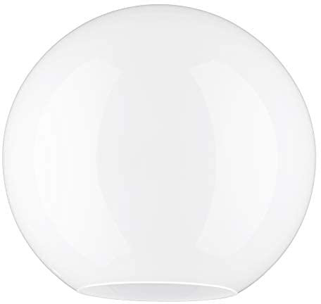 LUMIS Glass Pendant Globe Lampshade for Ceiling/Wall/Table/Floor Lights, 20.0cm Diameter (8”), Light Fitting Hole: 4.5cm, White, Two Holes