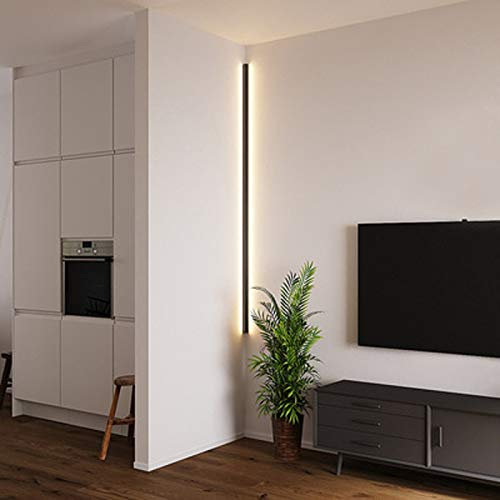 LANMOU LED Lange Wandleuchte Nordisch Minimalistische Eck Wandlampe Schwarz Innen Schlafzimmer Wandbeleuchtung Modern 3000K Aluminium Wohnzimmer Leuchte Eingang Wanddekoration/Beleuchtung,100cm/24w