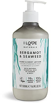 I Love Naturals Bergamot & Seaweed Hand & Body Lotion, Essential Oils Of Orange & Basil, Crafted With Ingredients Such as Shea Butter, 500ml