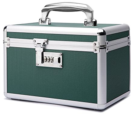 HEWEI WORKS Storage Lockbox with Combination Lock, Lockable Medicine Storage Box, Empty First Aid Box, Multipurpose Lockbox for Home and Outdoor Use (Green, Small)