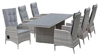 LC Garden Sitzgruppe Roma Gartenset 7tlg.192cm Gartentisch + 6 Gartenstühle Gartensessel Gartenmöbel Set Dining Set