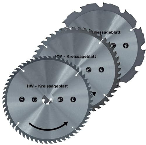 WALTER - Hartmetall Sägeblatt-Set, Sägeblatt, Hartmetall Kreissägeblätter, Optimal für das Schneiden von Holz Spanplatten Kunststoffe und Nichteisenmetalle (250 mm)