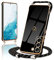Micoden Handykette kompatibel mit Samsung Galaxy S22 5G hülle Ultra dünn Kameraschutz Herz Love Design Galvanik TPU Silikon Bumper Kordel zum Umhängen Handyhülle mit Band Schutzhülle,Schwarz
