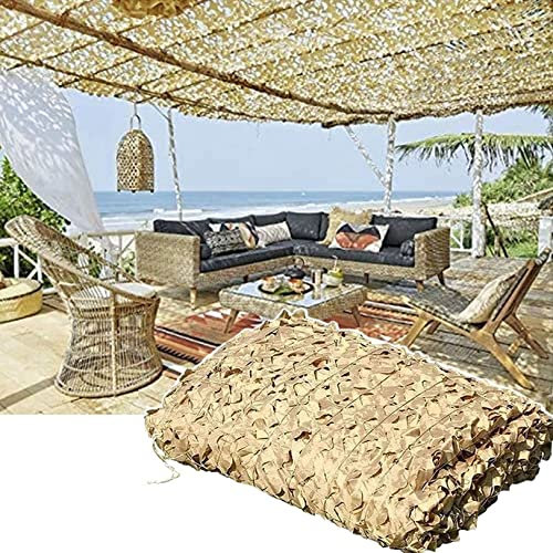 Tarnnetz Beige, Sonnenschutz Camouflage Netz, Sonnensegel, Verwendet Für Militärische Dekoration, Jagd, Camping, Terrassen, Partydekoration(Size:3X5M/9.8X16.4FT)