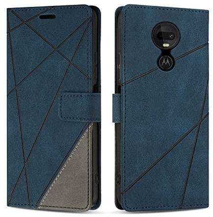 SONWO Case for Moto G7 / G7 Plus, Premium Protective PU Leather Shockproof Wallet Flip Case Cover for Moto G7 Plus, Blue