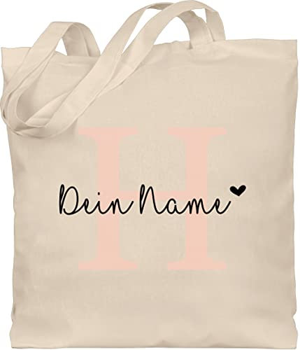 Baumwolltasche - Anfangsbuchstabe personalisiert mit Name I Buchstaben Geschenk Initialen - Unisize - Naturweiß - stofftaschen einem namens geschenke buchstabe beutel