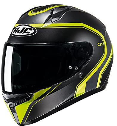 HJC C10 Elie Motorcycle Motorbike Crash Adult Unisex Bike Rider Full Face Helmet ECE 22.06 Approved, Pinlock Ready Visor (Yellow,2XL)