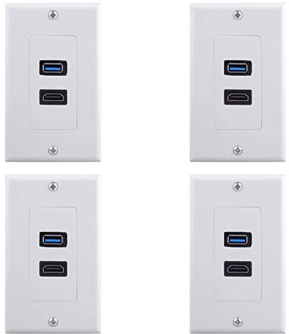 Pavewood 4 x 2 puertos + USB 3.0 hembra placa frontal panel enchufe extensor blanco