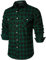 PARKLEES Herren Freizeithemden Regular Fit Button Down Check Kariert Flanellhemden mit Taschen PZLCL41 Dunkelgrün XXL