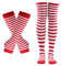 SUNTRADE Damen Mädchen Cosplay Gestreifte Kniestrümpfe Beinwärmer Fingerlose Handschuhe Set (Rot-Weiß)