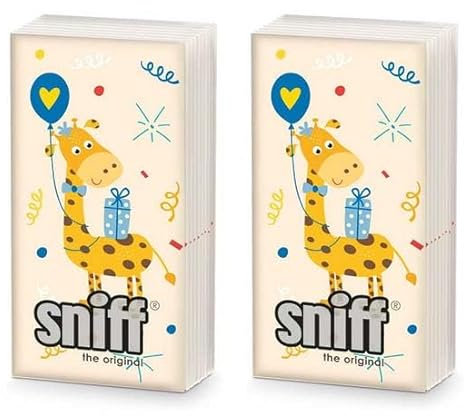 20 einzelne Taschentücher Kindermotive Geburtstag mit Giraffe. 2 Packungen mit 10 einzelnen Taschentüchern als Geschenk.
