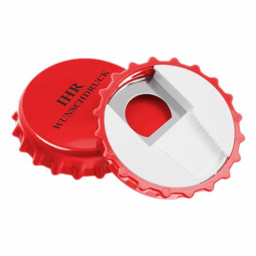 #teamludorf Personalisierter Kronkorken Flaschenöffner WEISS - 84 mm Durchmesser Wähle aus 4 Farben und 20 Schriftarten für den Druck. Eigene Logos auch möglich (Rot, 50)