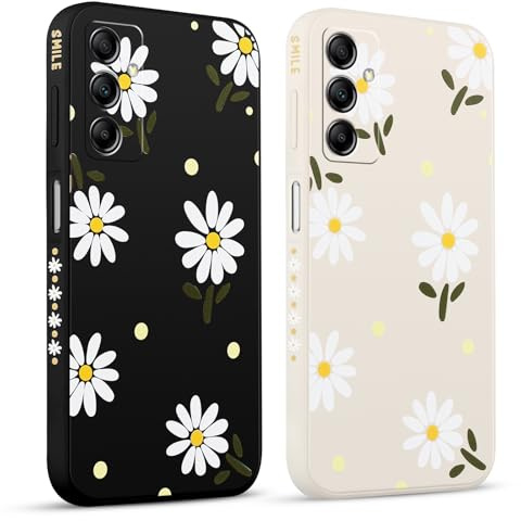 Pnakqil 2 stück Handyhülle für Samsung Galaxy A14 5G 6,8, Hülle Gänseblümchen Chrysantheme Bemaltes Muster süß Ästhetik Silikon Schutzhülle Tasche Schön Mädchen Kameraschutz Case