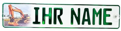 LKW Truck Fahrerschild Schild Namensschild mit FOTO + Name oder Text Funschild Fun Schild Wunschtext AUTO Trucker Grün Metalic, Geburtstag Geschenk