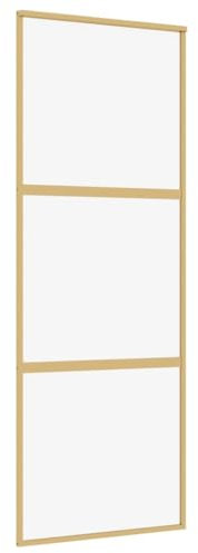 vidaXL Schiebetür, Glasschiebetür mit Metallrahmen, Schlank Glastür Tür mit Zubehör, Innentür Zimmertür, Golden 76x205 cm ESG-Klarglas Aluminium