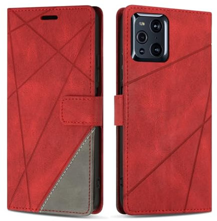 SONWO Handyhülle für Oppo Find X3 Pro/Oppo Find X3 5G Hülle, Premium PU Leder Handyhülle Wallet Silikon Schutzhülle Klapphülle für Oppo Find X3 Pro/Oppo Find X3 5G, Rot