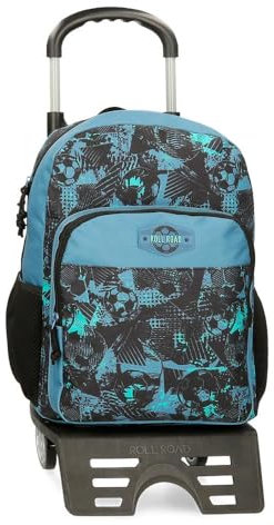 Roll Road Soccer Mochila Escolar con Carro Negro 30x40x13 cms Poliéster 15,6L