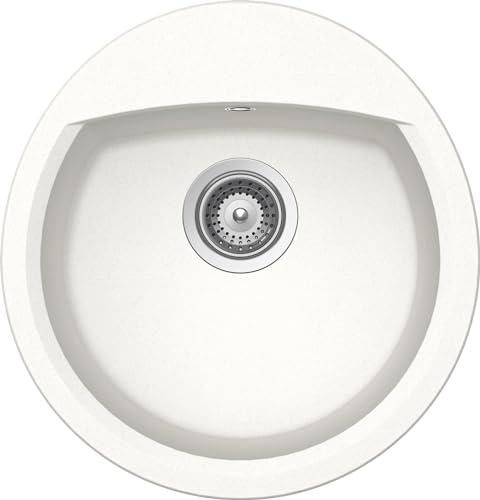 SCHOCK | Küchenspüle Nemo R100 mit 1 ovalen Becken, Material Cristalite®, Weiß, 490 x 470 mm