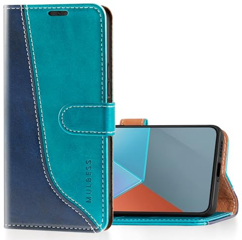 Mulbess für Xiaomi Redmi Note 13 Pro/Poco X6 5G Hülle, Handyülle Leder mit Kartenfach, Klapphülle mit Magnetverschluss, Flip Case Etui Handytasche Schutzhülle, Stilvoll Mint Blau