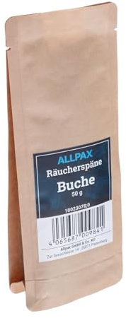Allpax Räucherspäne Buche 50 g für Räucherpistole - Körnung 1,0 – 4,0 mm - Räucherholz, Smoking Chips, Räucherchips, Räuchermehl