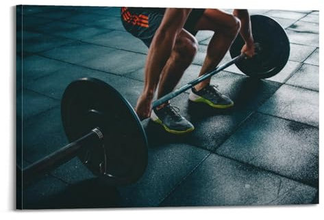GUOYIN Fitnesstraining-Poster, Langhantel, Krafttraining, dekorative Leinwand, Familie, Schlafzimmer, Kunstwerk, Bild, Gemälde, 60 x 90 cm