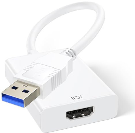 Adaptateur USB vers HDMI, Full HD 1080p USB 3.0/2.0 Vidéo Audio Graphique Multi Moniteur Miroir/Expansion Câble Convertisseur, Compatible avec Windows XP/7/8/8.1/10/11/Android pour PC/HDTV/Projecteur