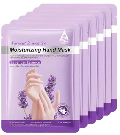 Chicwe 6 Pairs of Hand Masks Moisturizing Glove, Hydrating Hand Masks for Dry Peeling Hands, Exfoliating Collagen Gloves for Smooth Hands (Lavender)