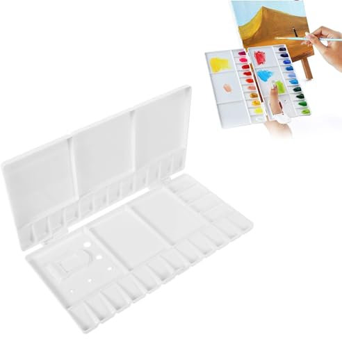 Palette de Peinture en Plastique,Palette de Peinture Pliante,Palette de Peinture Pliable en Plastique pour Aquarelle,Palette Plastique Portable,Palette D'aquarelle,Palette de Peinture Blanc Tokaneit