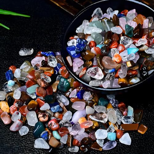 500Pcs Natural Crystal Chips Beads for Jewellery Making, 5-8mm Rainbow Colourful Gemstone Beads, Irregular Drilled Crystal Tumbled Chips for Bracelet Making, Crafting