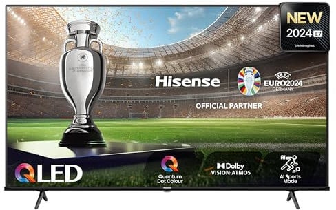 Hisense TV 58 QLED 4K 58E77NQ, Smart TV VIDAA U7, Dolby Vision, HDR 10+, Game Mode Plus, Dolby Atmos, Alexa Built-in, VIDAA Voice, Tuner DVB-T2/S2 HEVC 10, lativù 4K, 58'', 2024 QLED 60Hz
