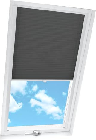 Home-Vision® Dachfenster Premium Plissee Faltrollo mit Bohren Dachfensterkompatibel (Schwarz für M08 / M38 - Weiß) Dachfensterrollos Blickdicht Sonnenschutz, Montage inkl