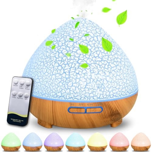 ZZXLOPEZ Difusor Aceites Esenciales, 500ML Humificador de Aromas Ultrasonico, Difusor de Aromaterapia con Mando a Distancia y 7 Color LED, Humidificador, Difusor de Aroma para Oficina, Salón, SPA